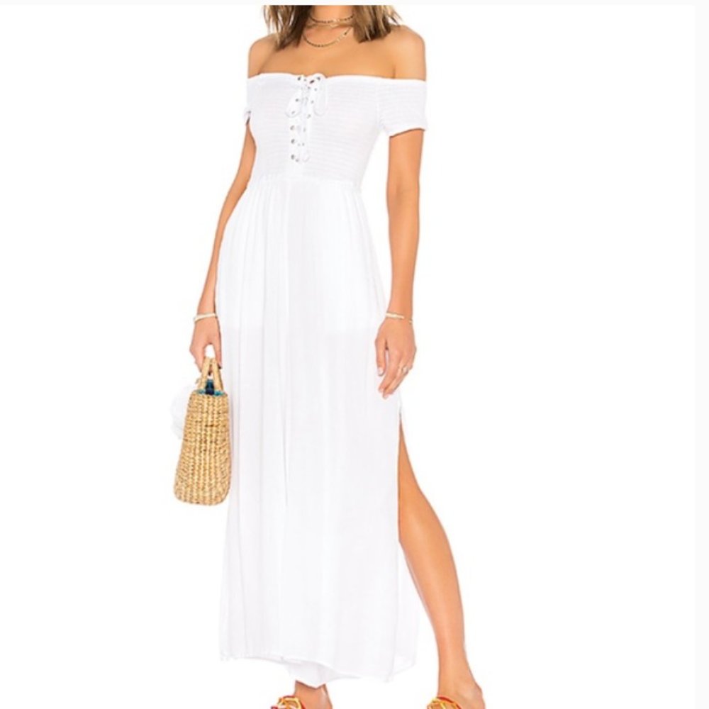 L*SPACE Sao Paulo Jumpsuit in White Beach Cover Up Romper NWT Size M